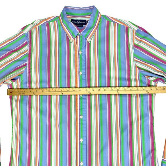 Ralph Lauren Shirt Men L Multicolor Classic Stripe Custom Fit Oxford Button Down - Picture 8 of 14